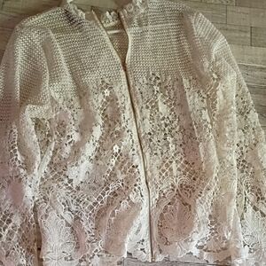 Project Runway White Lace Zip Front Jacket Women's Size XL EUC